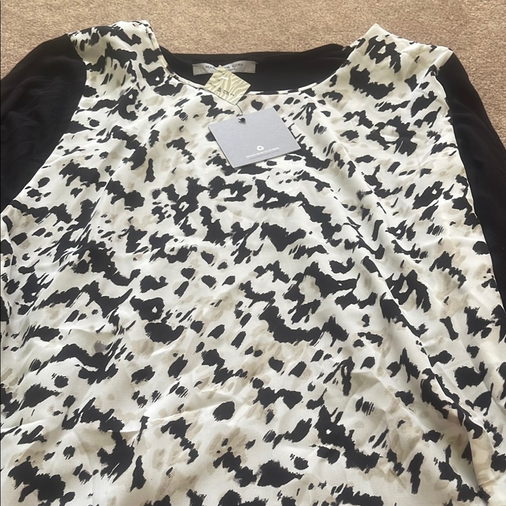 Black and White Animal Print Women's Top